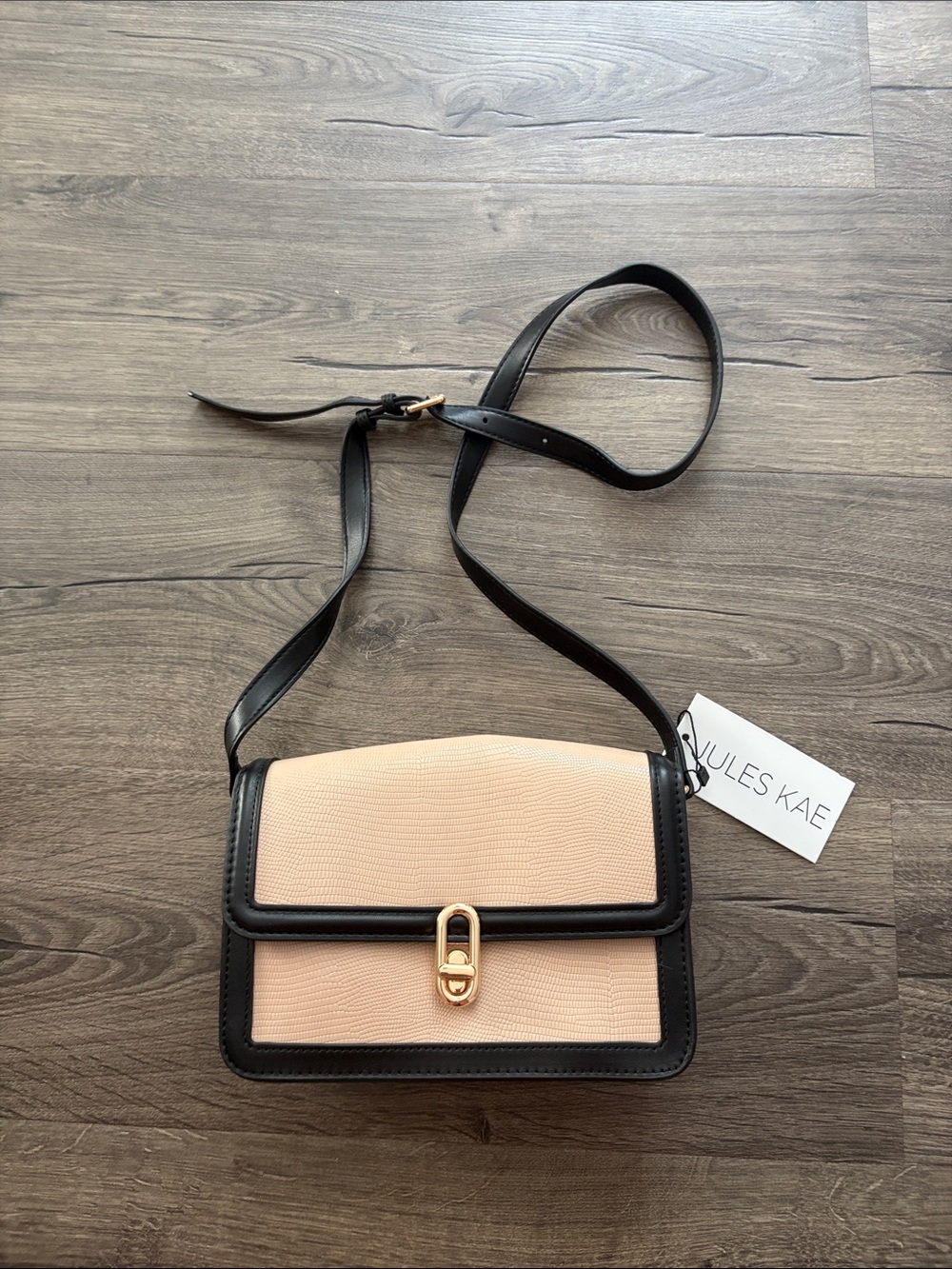 Jules Kae Structured Shoulder
Bag in Beige and Black